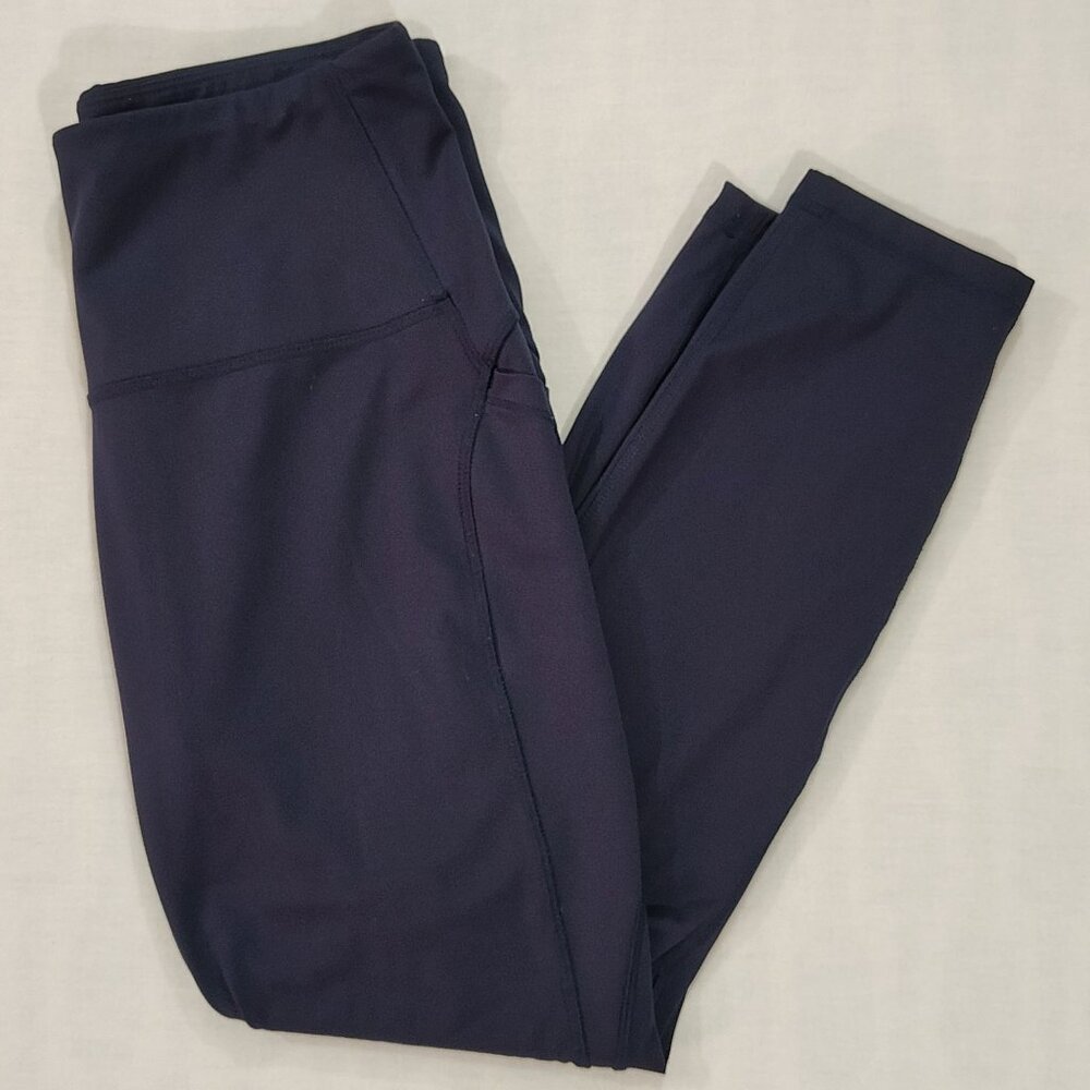 All In Motion High Waist Yoga Leggings Sz L Navy Athletic Workout Pants Pockets